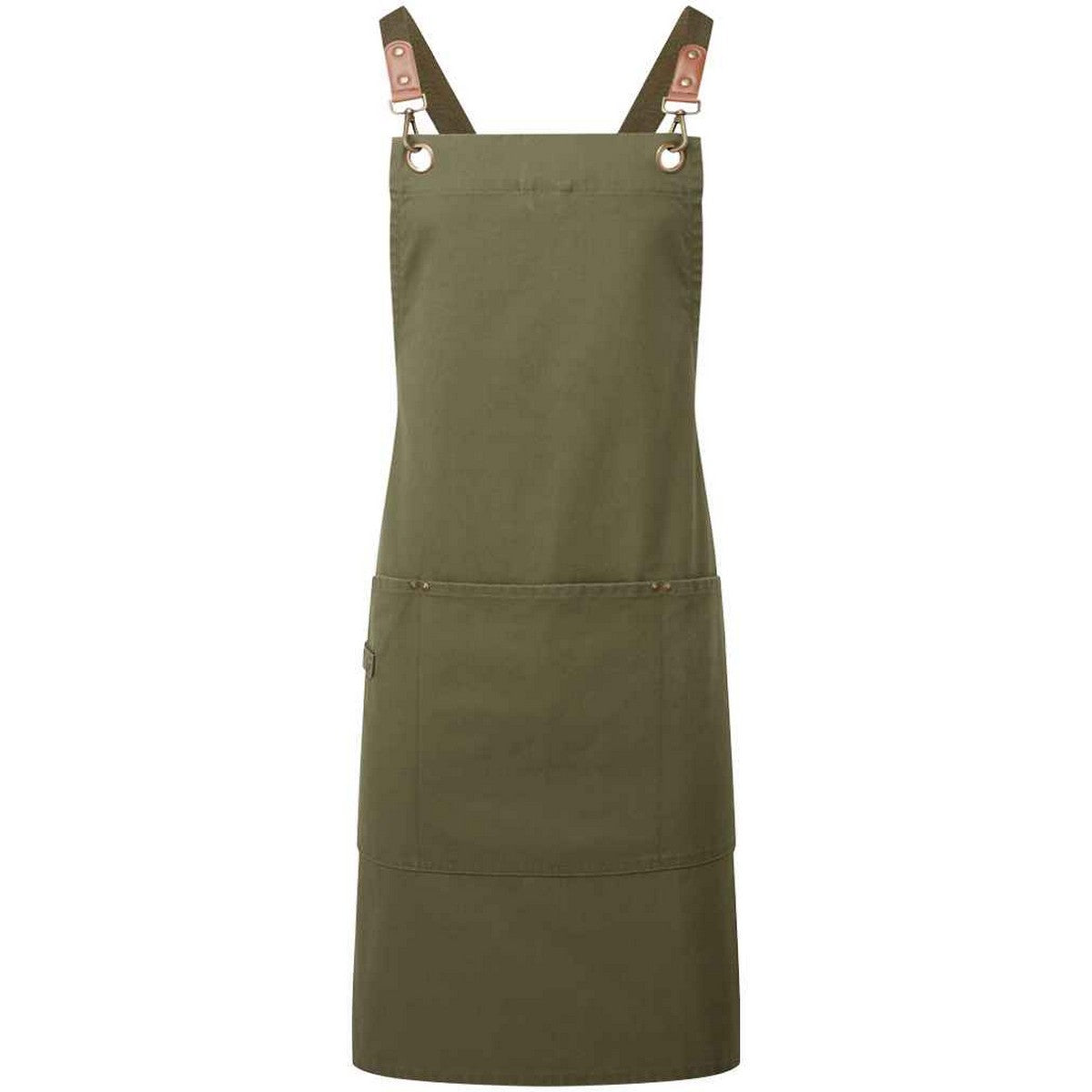 Olive - Front - Premier Cross Back Bib Apron