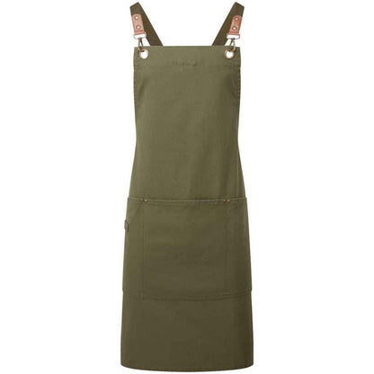 Olive - Front - Premier Cross Back Bib Apron