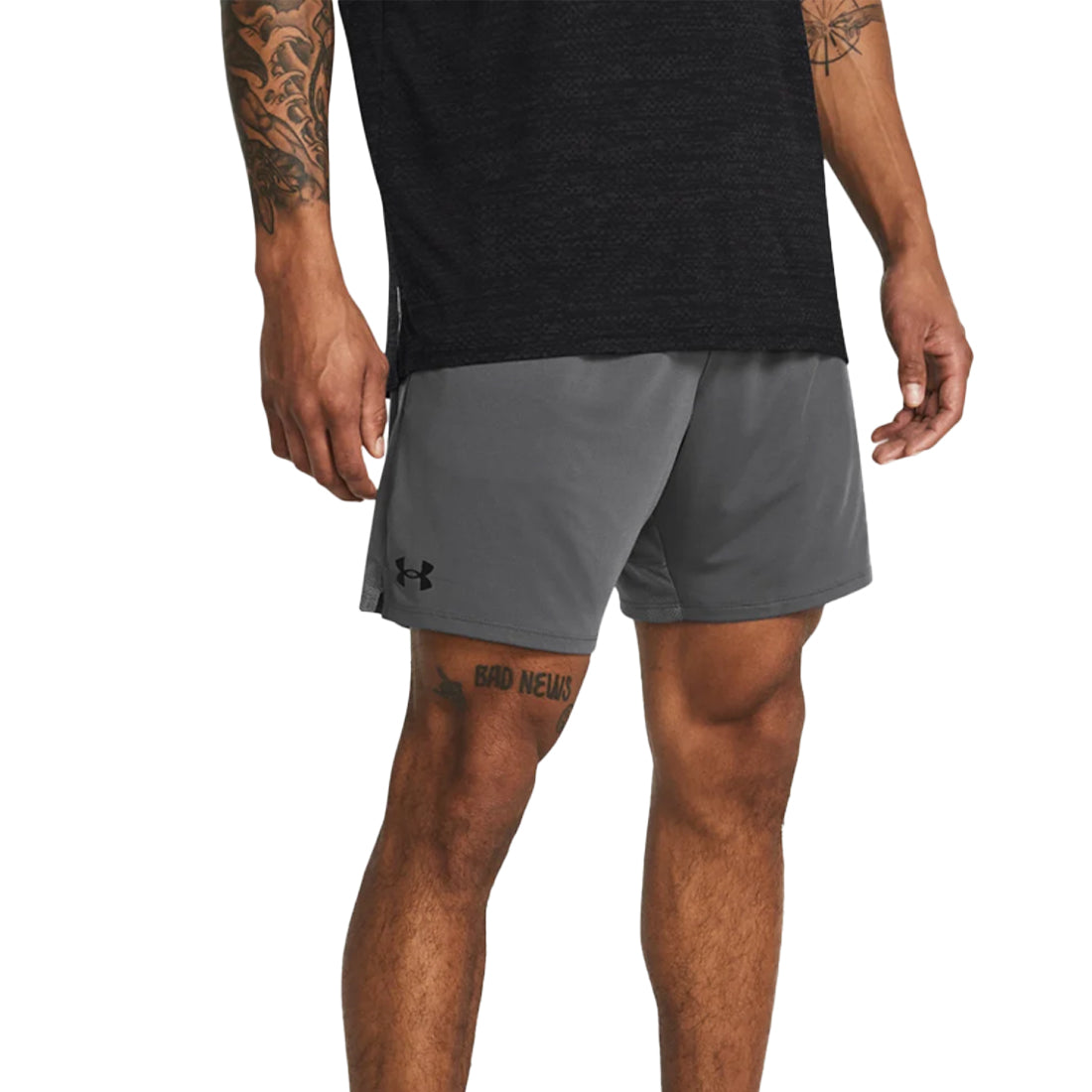 Castle Rock-Grey-Black - Side - Under Armour Mens Logo Shorts