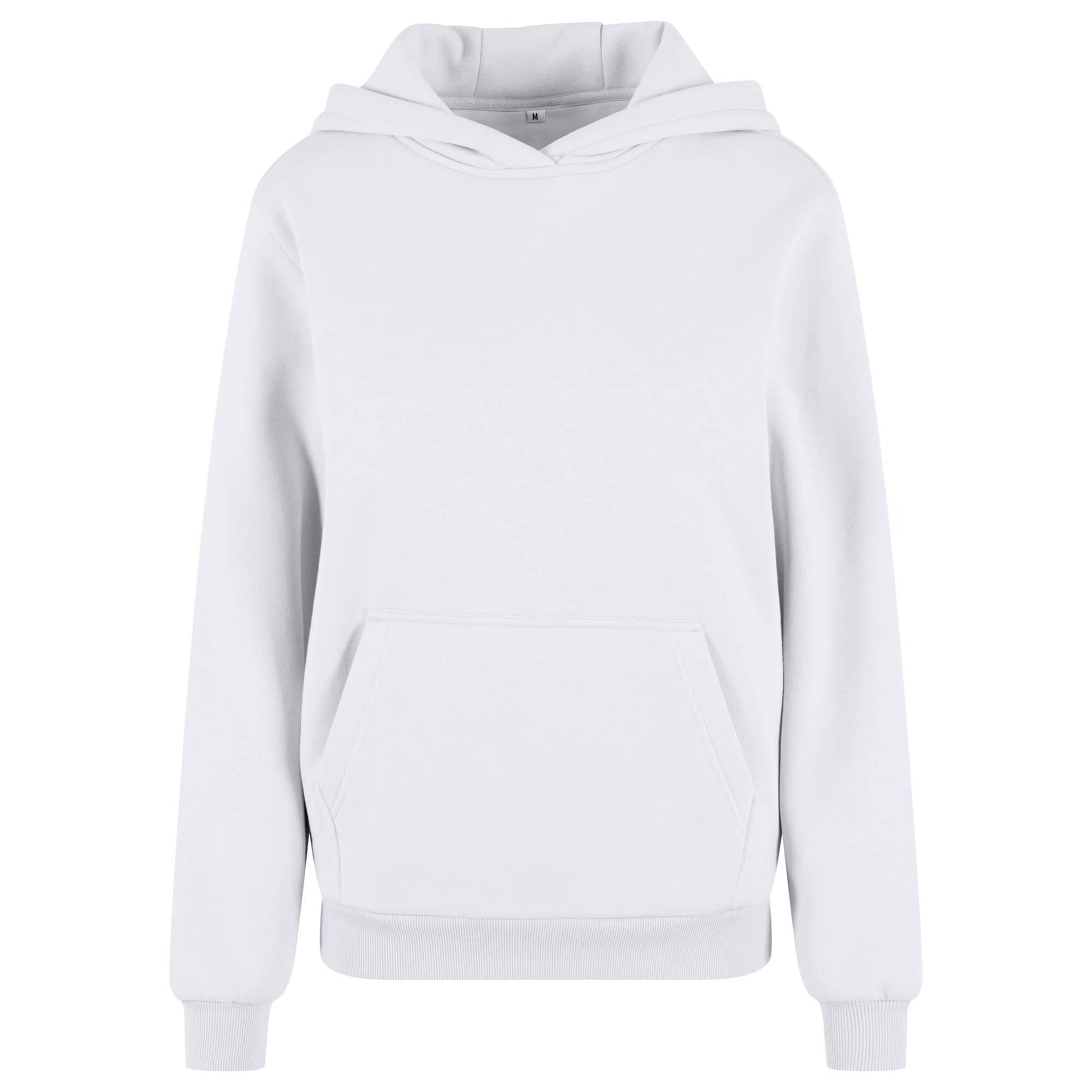 White - Front - Build Your Brand Womens-Ladies Fluffy Hoodie