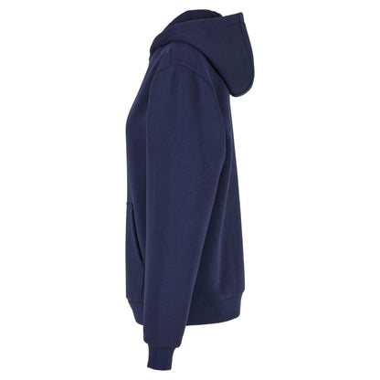Navy - Side - Build Your Brand Womens-Ladies Fluffy Hoodie