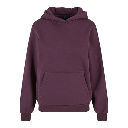 Plum Purple - Front - Build Your Brand Womens-Ladies Fluffy Hoodie