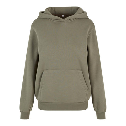 Pale Olive - Front - Build Your Brand Womens-Ladies Fluffy Hoodie