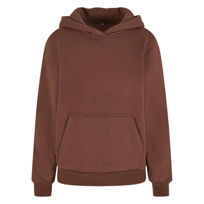 Chocolate Brown - Front - Build Your Brand Womens-Ladies Fluffy Hoodie