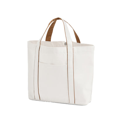 Soft White-Caramel - Front - Westford Mill Courtside Medium Tote Bag