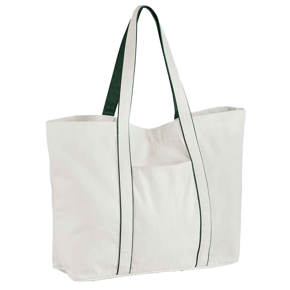 Soft White-Bottle Green - Front - Westford Mill Courtside Medium Tote Bag