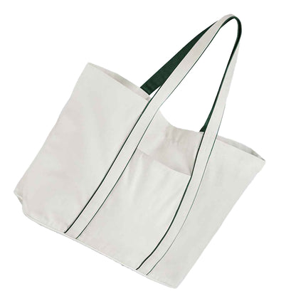 Soft White-Bottle Green - Back - Westford Mill Courtside Medium Tote Bag