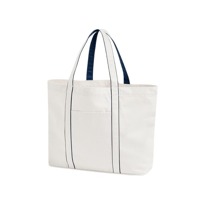 White-French Navy - Front - Westford Mill 20L Tote Bag