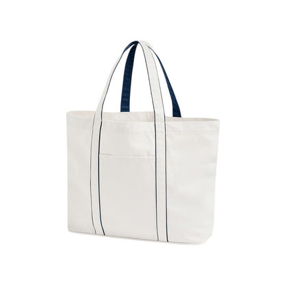 White-French Navy - Front - Westford Mill 20L Tote Bag