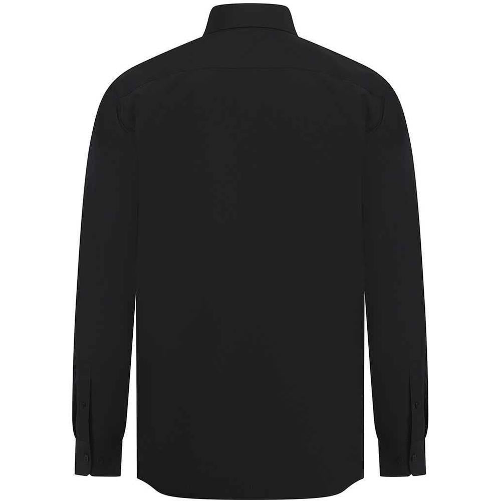 Black - Back - Henbury Womens-Ladies Cotton Feel CoolPlus Long-Sleeved Shirt
