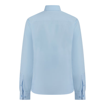 Blue - Back - Henbury Womens-Ladies Cotton Feel CoolPlus Long-Sleeved Shirt
