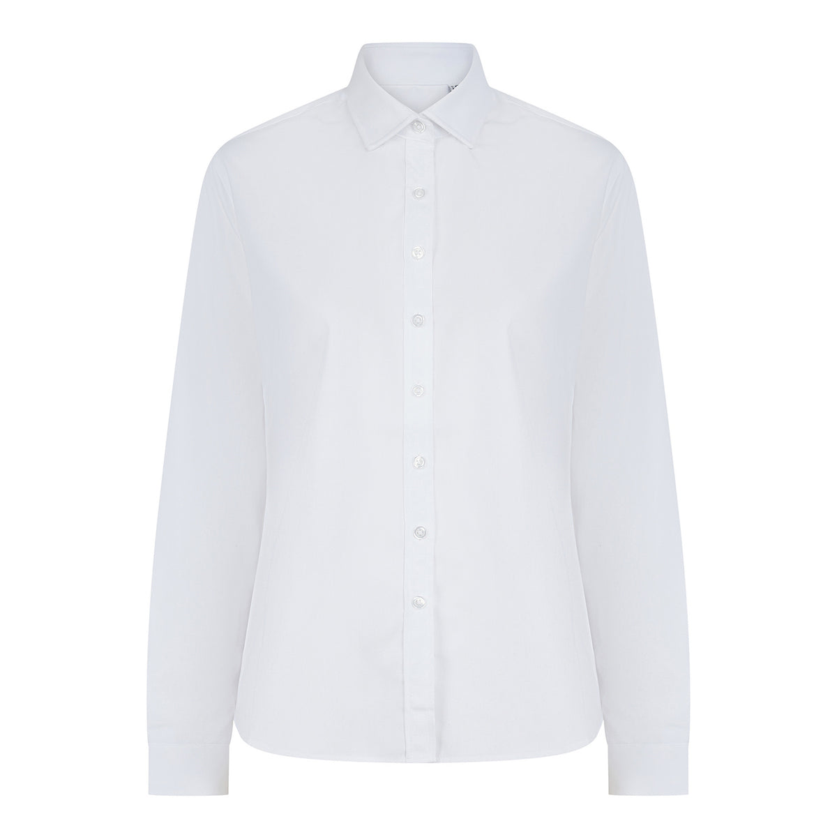White - Front - Henbury Womens-Ladies Cotton Feel CoolPlus Long-Sleeved Shirt