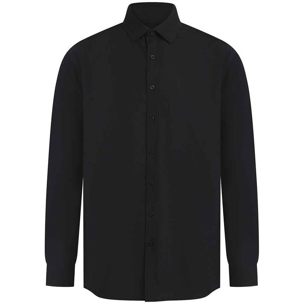 Black - Front - Henbury Mens Cotton Feel CoolPlus Shirt