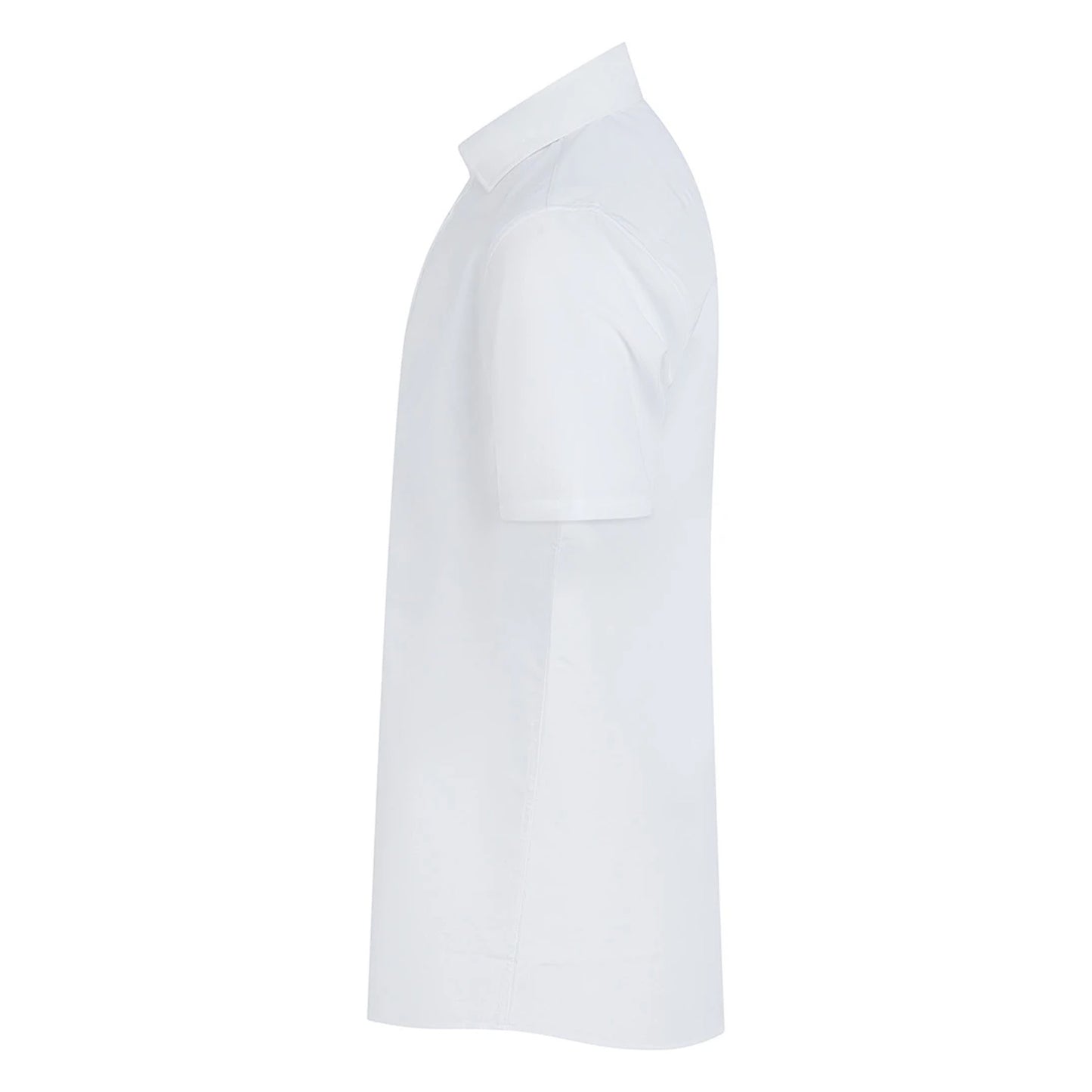 White - Side - Henbury Mens Cotton Feel CoolPlus Short-Sleeved Shirt