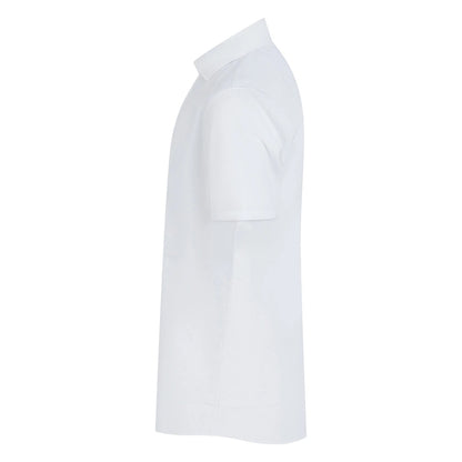White - Side - Henbury Mens Cotton Feel CoolPlus Short-Sleeved Shirt