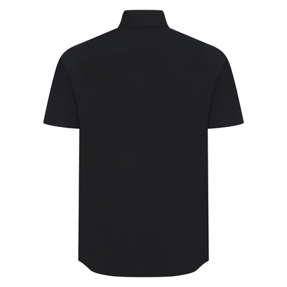Black - Back - Henbury Mens Cotton Feel CoolPlus Short-Sleeved Shirt