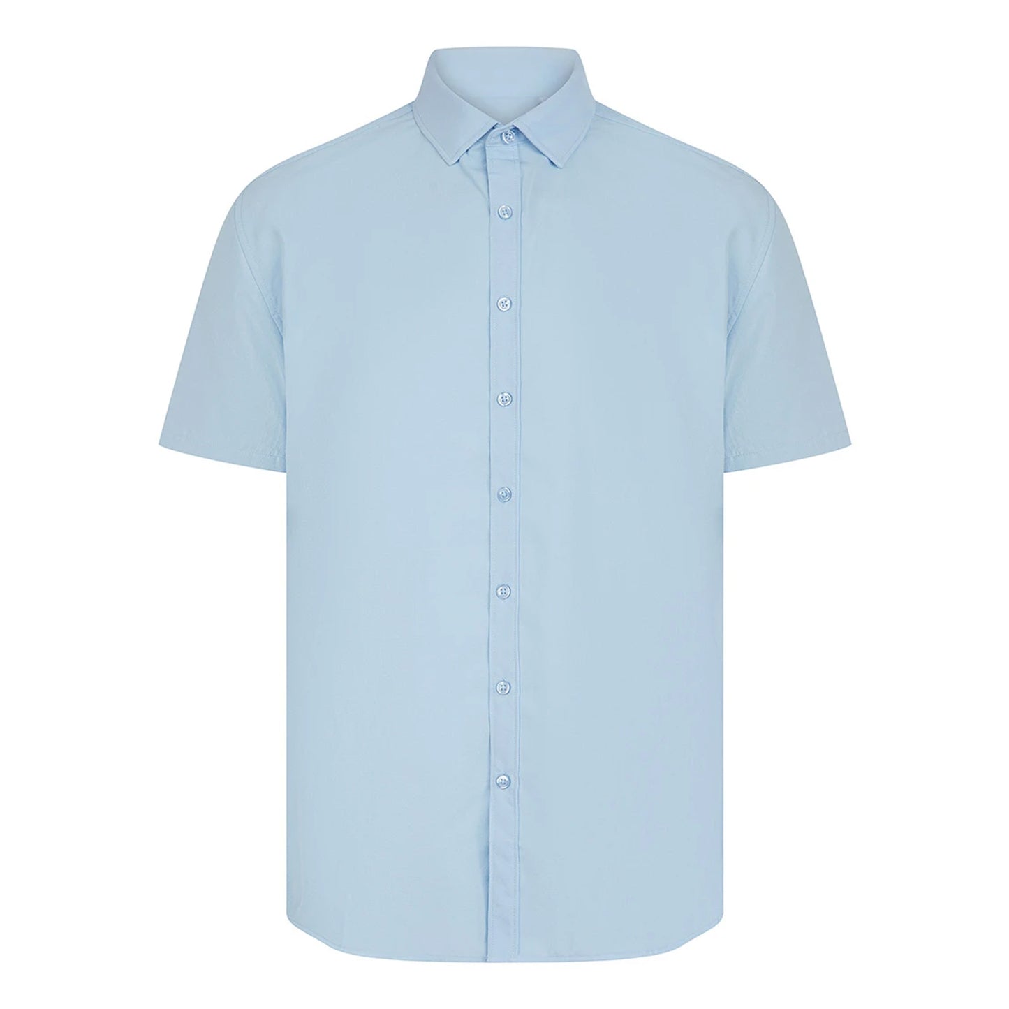 Blue - Front - Henbury Mens Cotton Feel CoolPlus Short-Sleeved Shirt