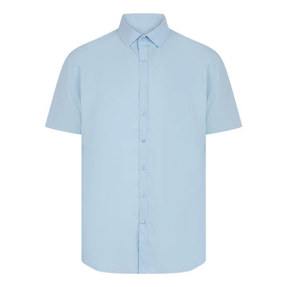 Blue - Front - Henbury Mens Cotton Feel CoolPlus Short-Sleeved Shirt