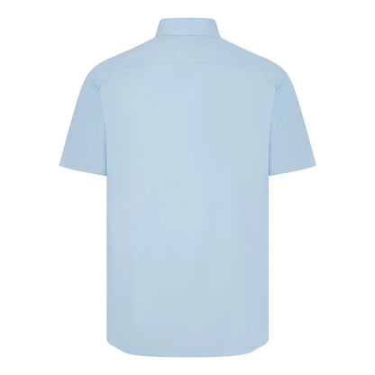 Blue - Back - Henbury Mens Cotton Feel CoolPlus Short-Sleeved Shirt