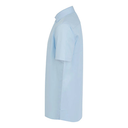 Blue - Side - Henbury Mens Cotton Feel CoolPlus Short-Sleeved Shirt