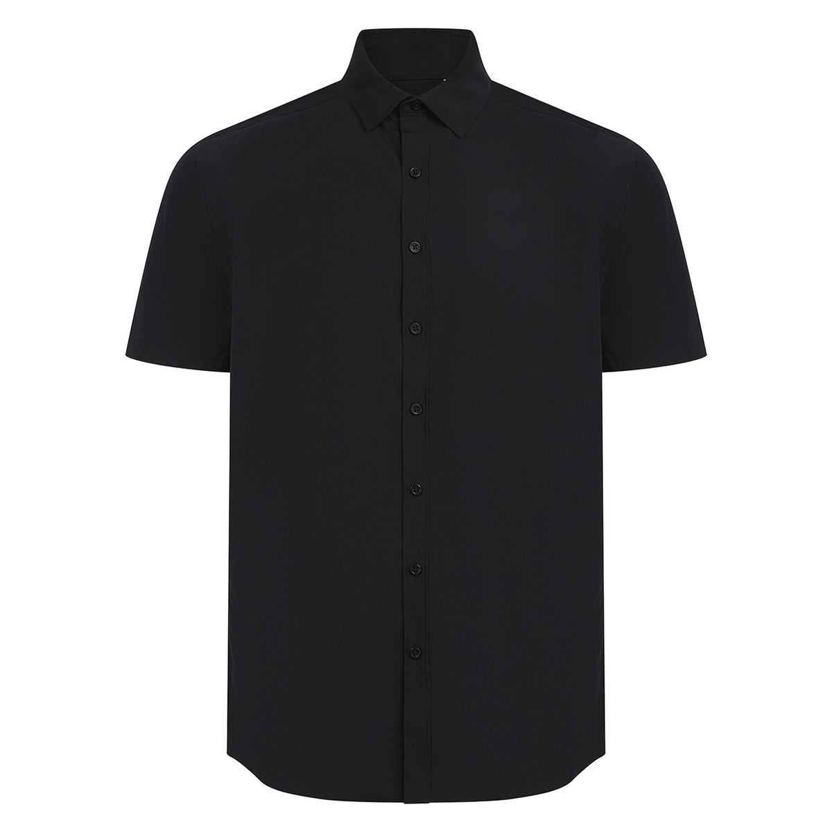 Black - Front - Henbury Mens Cotton Feel CoolPlus Short-Sleeved Shirt