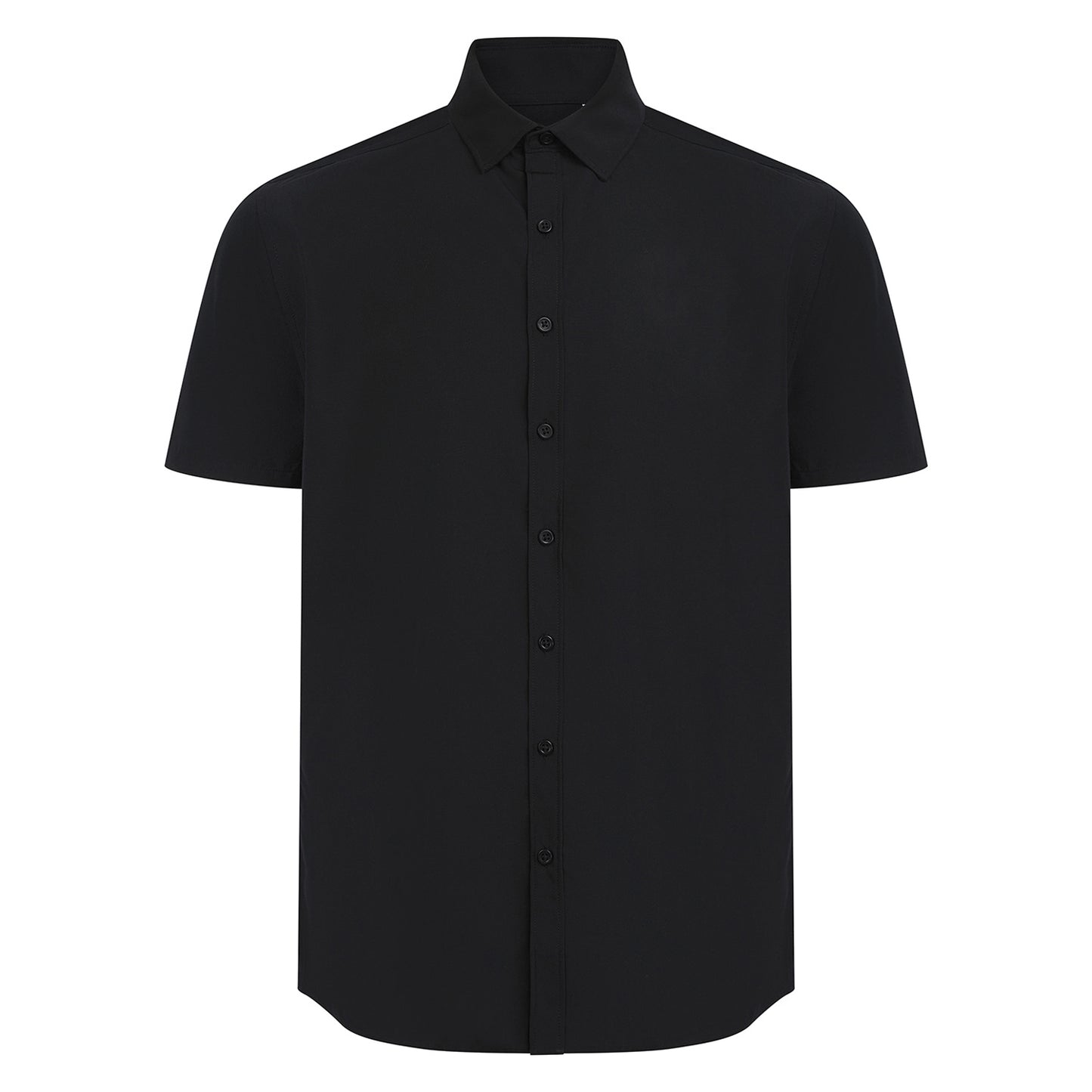 Black - Front - Henbury Mens Cotton Feel CoolPlus Short-Sleeved Shirt