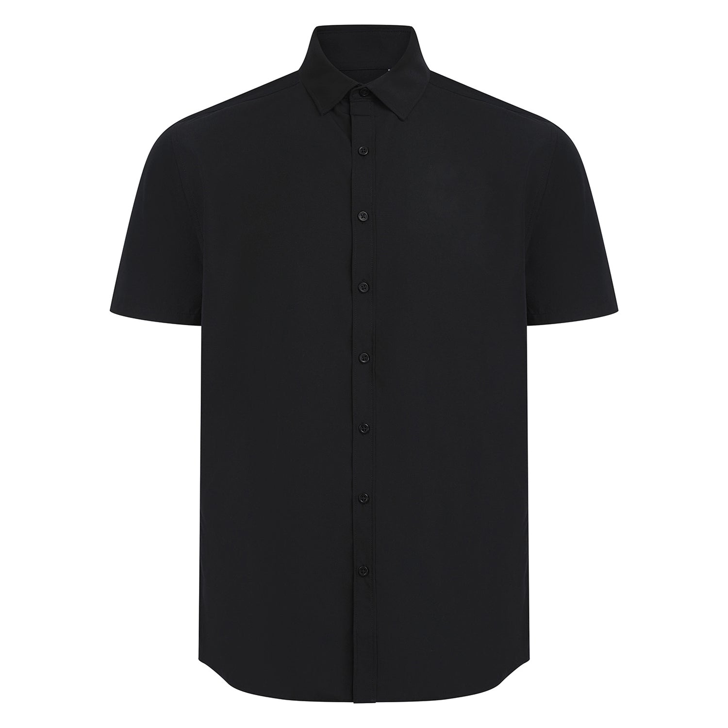 Black - Front - Henbury Mens Cotton Feel CoolPlus Short-Sleeved Shirt