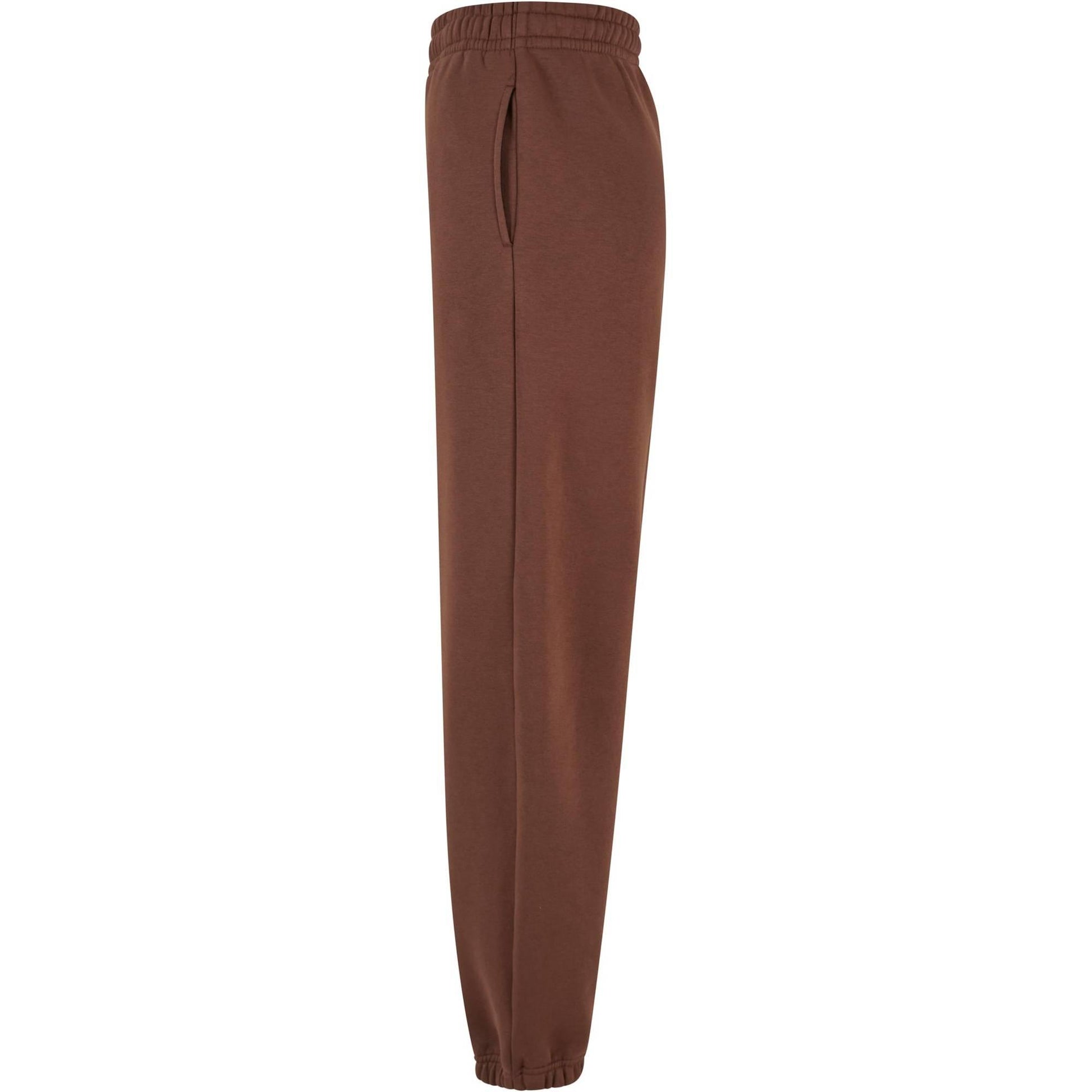 Chocolate Brown - Side - Build Your Brand Womens-Ladies Fluffy Sweatpants