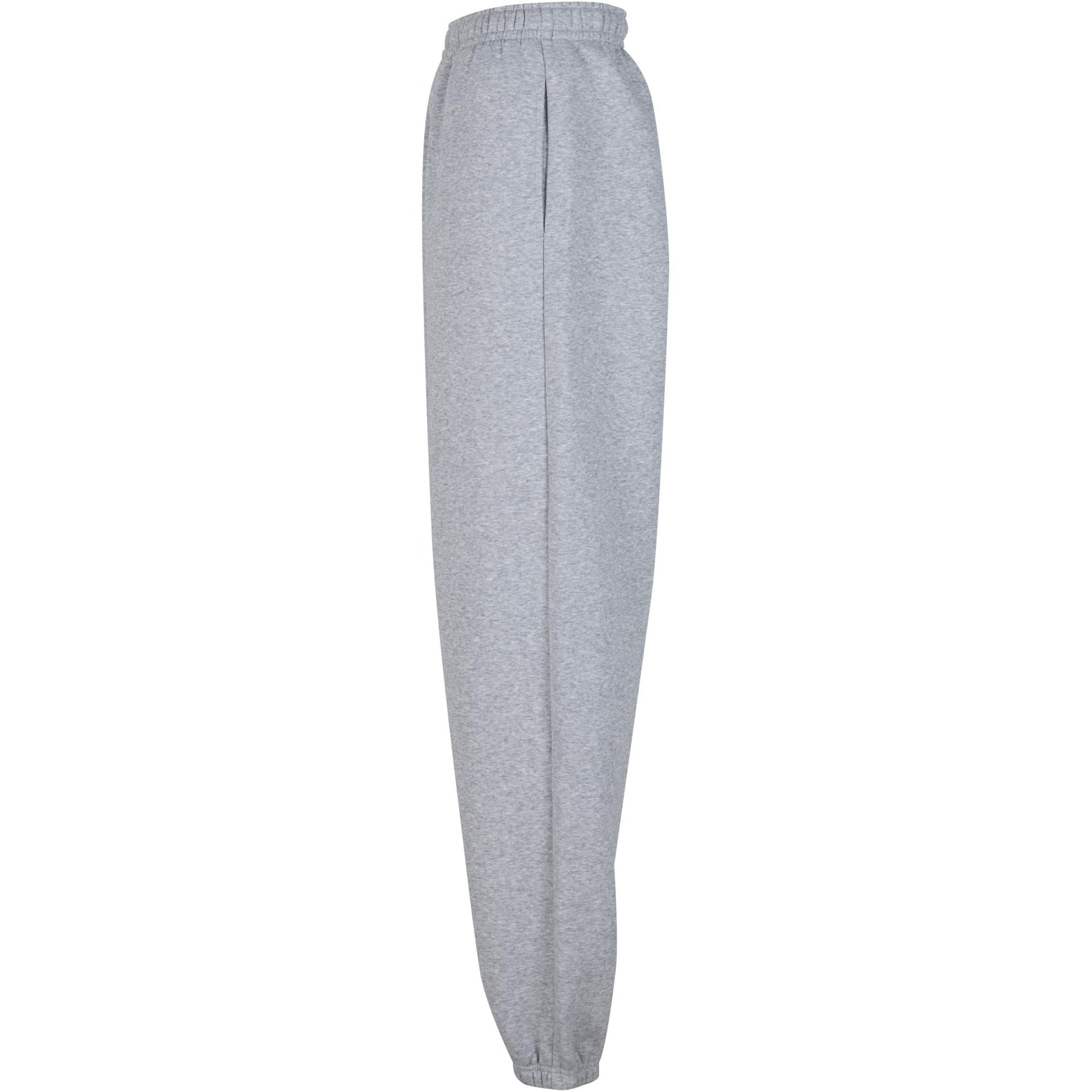 Heather Grey - Side - Build Your Brand Womens-Ladies Fluffy Sweatpants