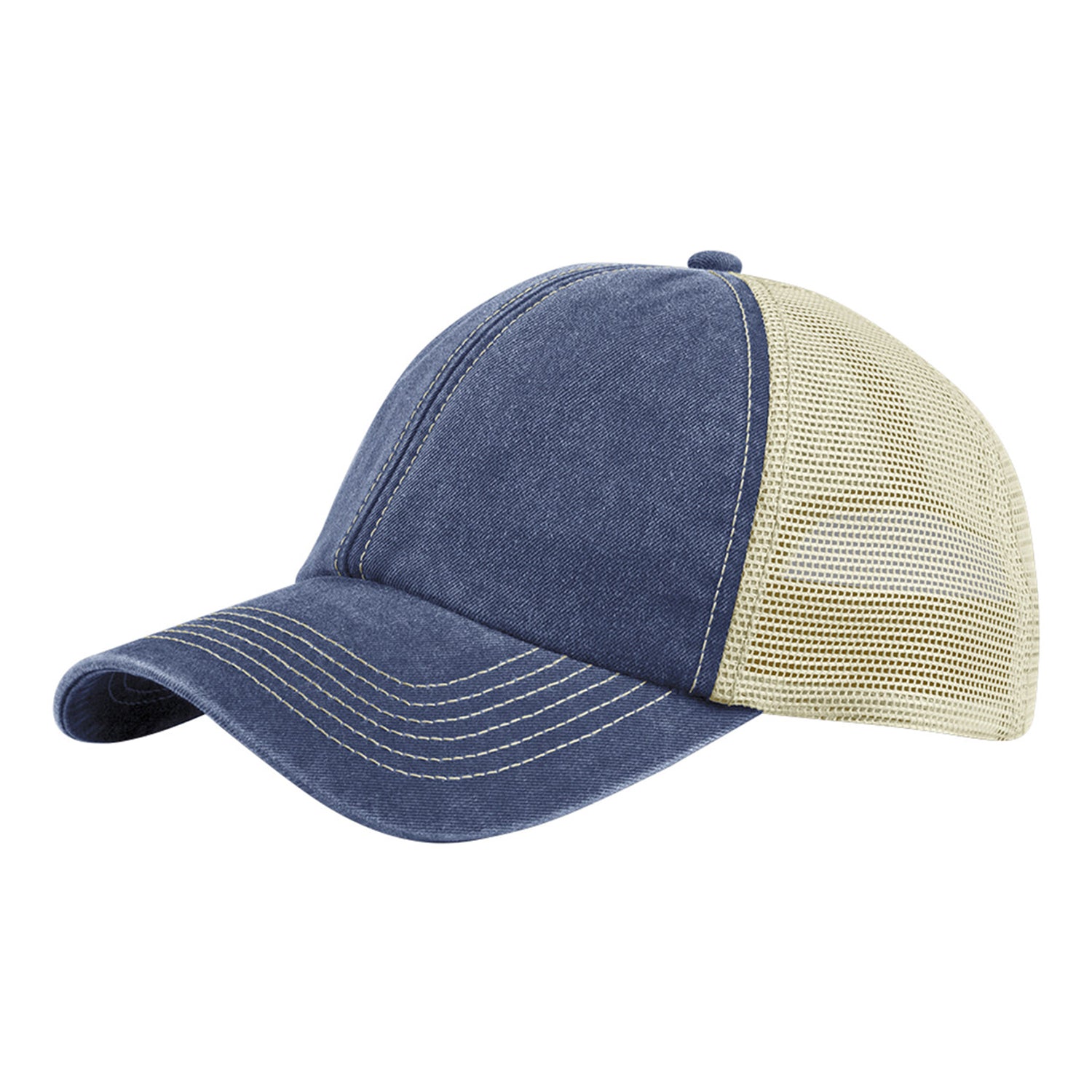 Vintage Denim-Stone - Back - Beechfield Vintage 6 Panel Trucker Cap