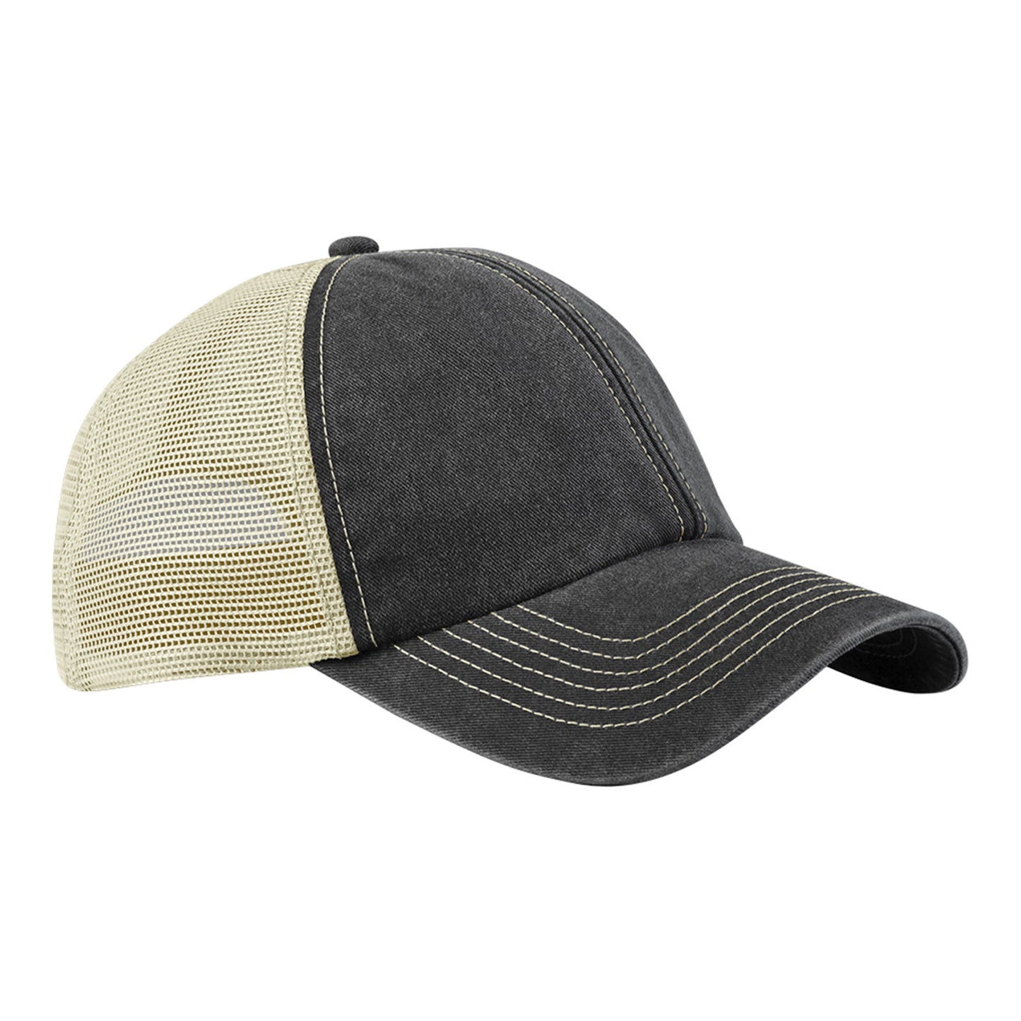 Vintage Black-Stone - Front - Beechfield Vintage 6 Panel Trucker Cap
