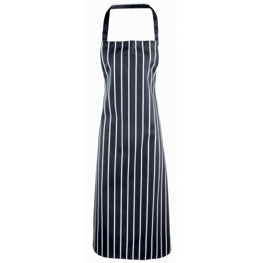 Navy-White - Front - Premier Ladies-Womens Stripe Apron - Workwear (Butchers Style)