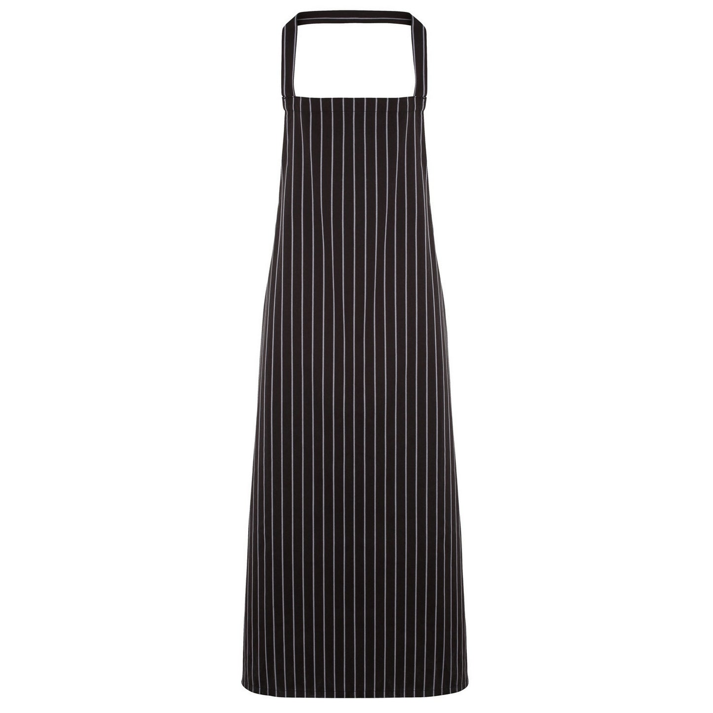 Black- Grey - Front - Premier Ladies-Womens Stripe Apron - Workwear (Butchers Style)