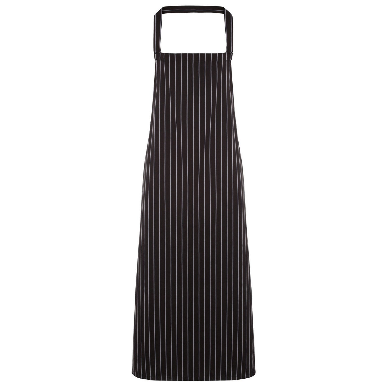 Black- Grey - Front - Premier Ladies-Womens Stripe Apron - Workwear (Butchers Style)