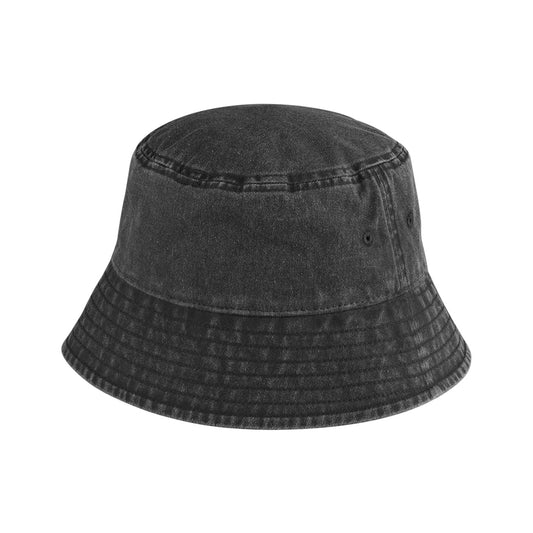 Vintage Black - Front - Beechfield Unisex Adult Vintage Bucket Hat