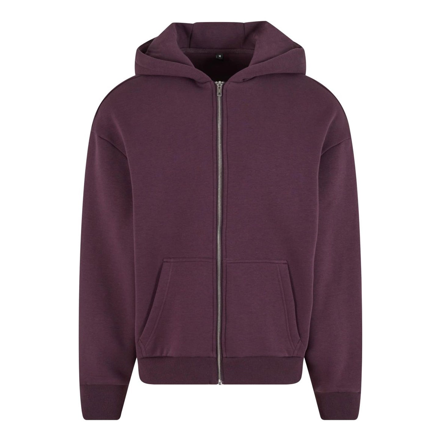 Plum Purple - Front - Build Your Brand Unisex Adult Fluffy Full Zip Hoodie