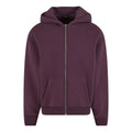 Plum Purple - Front - Build Your Brand Unisex Adult Fluffy Full Zip Hoodie