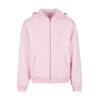 Soft Pink - Front - Build Your Brand Unisex Adult Fluffy Full Zip Hoodie