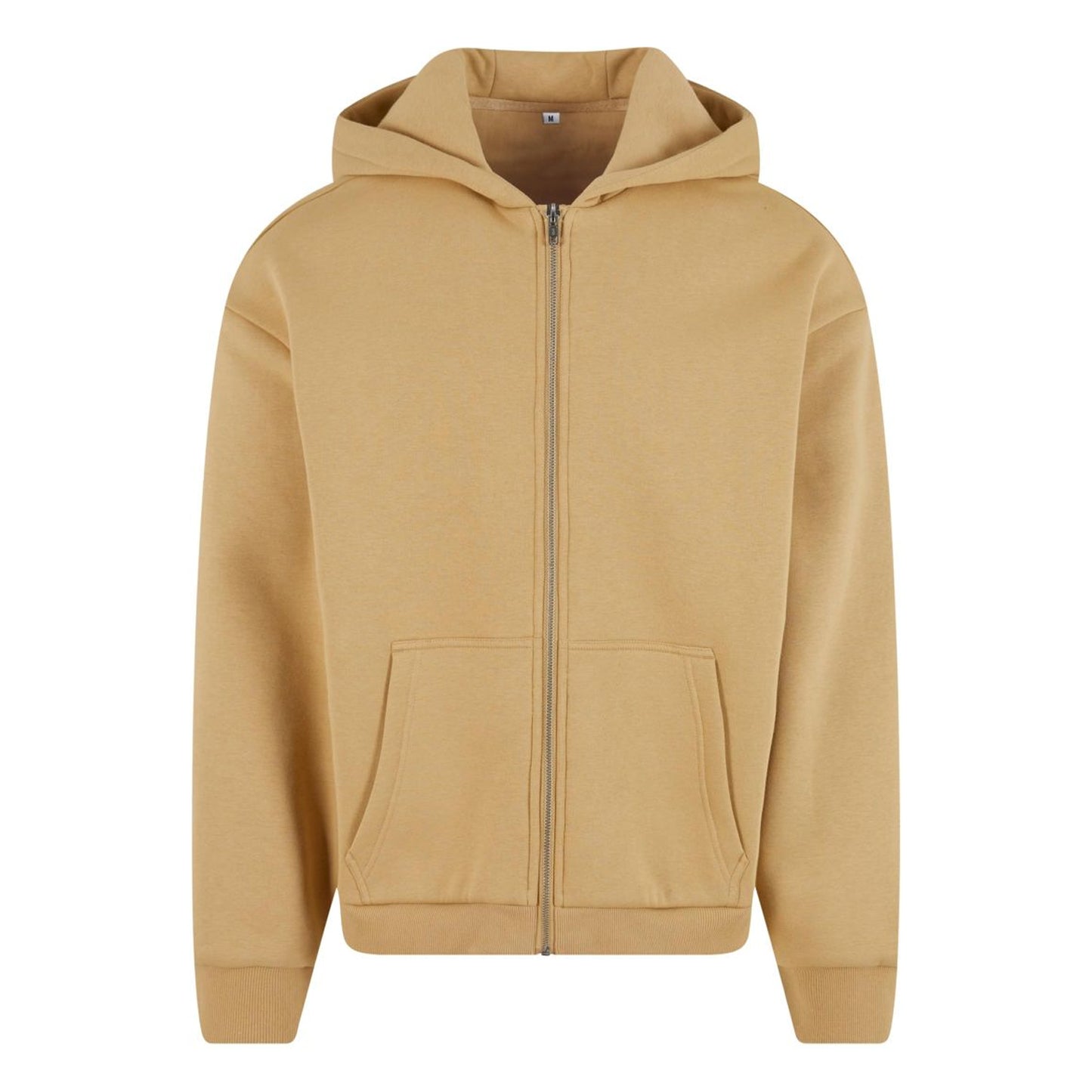 Union Beige - Front - Build Your Brand Unisex Adult Fluffy Full Zip Hoodie