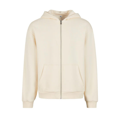 White Sand - Front - Build Your Brand Unisex Adult Fluffy Full Zip Hoodie