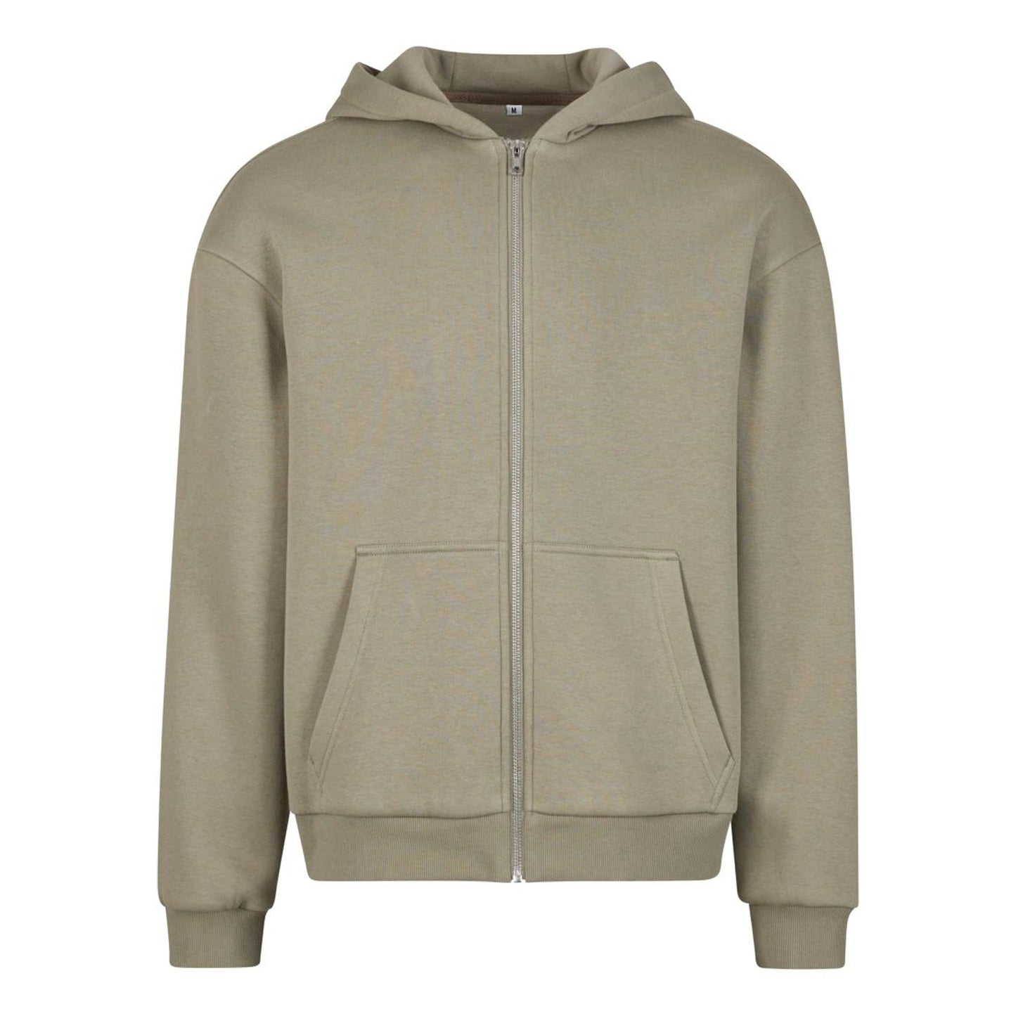 Pale Olive - Front - Build Your Brand Unisex Adult Fluffy Full Zip Hoodie