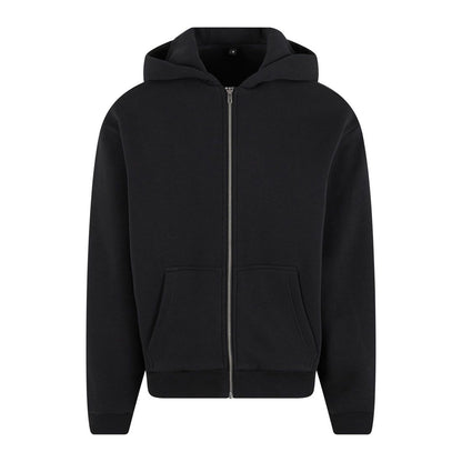 Black - Front - Build Your Brand Unisex Adult Fluffy Full Zip Hoodie