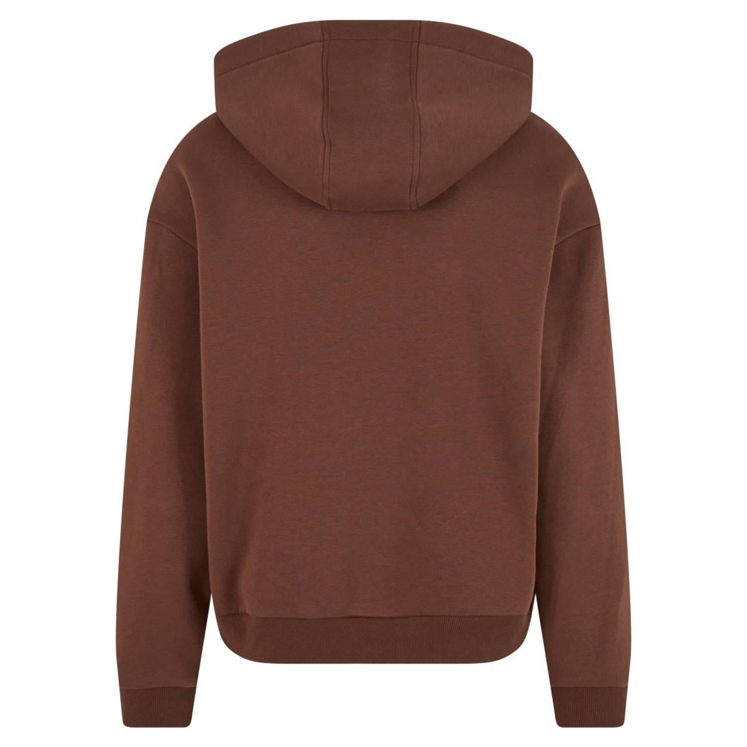 Chocolate Brown - Back - Build Your Brand Unisex Adult Fluffy Pullover Hoodie