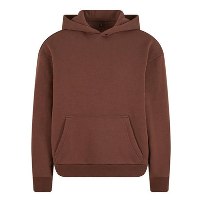 Chocolate Brown - Front - Build Your Brand Unisex Adult Fluffy Pullover Hoodie