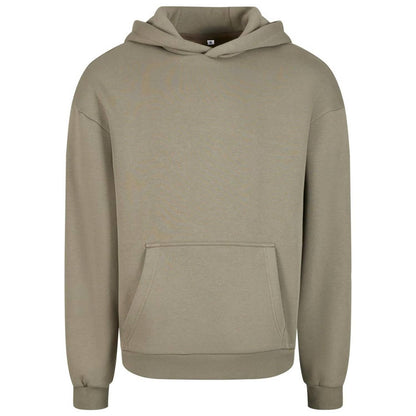 Pale Olive - Front - Build Your Brand Unisex Adult Fluffy Pullover Hoodie