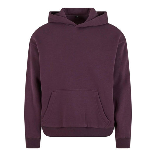 Plum Purple - Front - Build Your Brand Unisex Adult Fluffy Pullover Hoodie