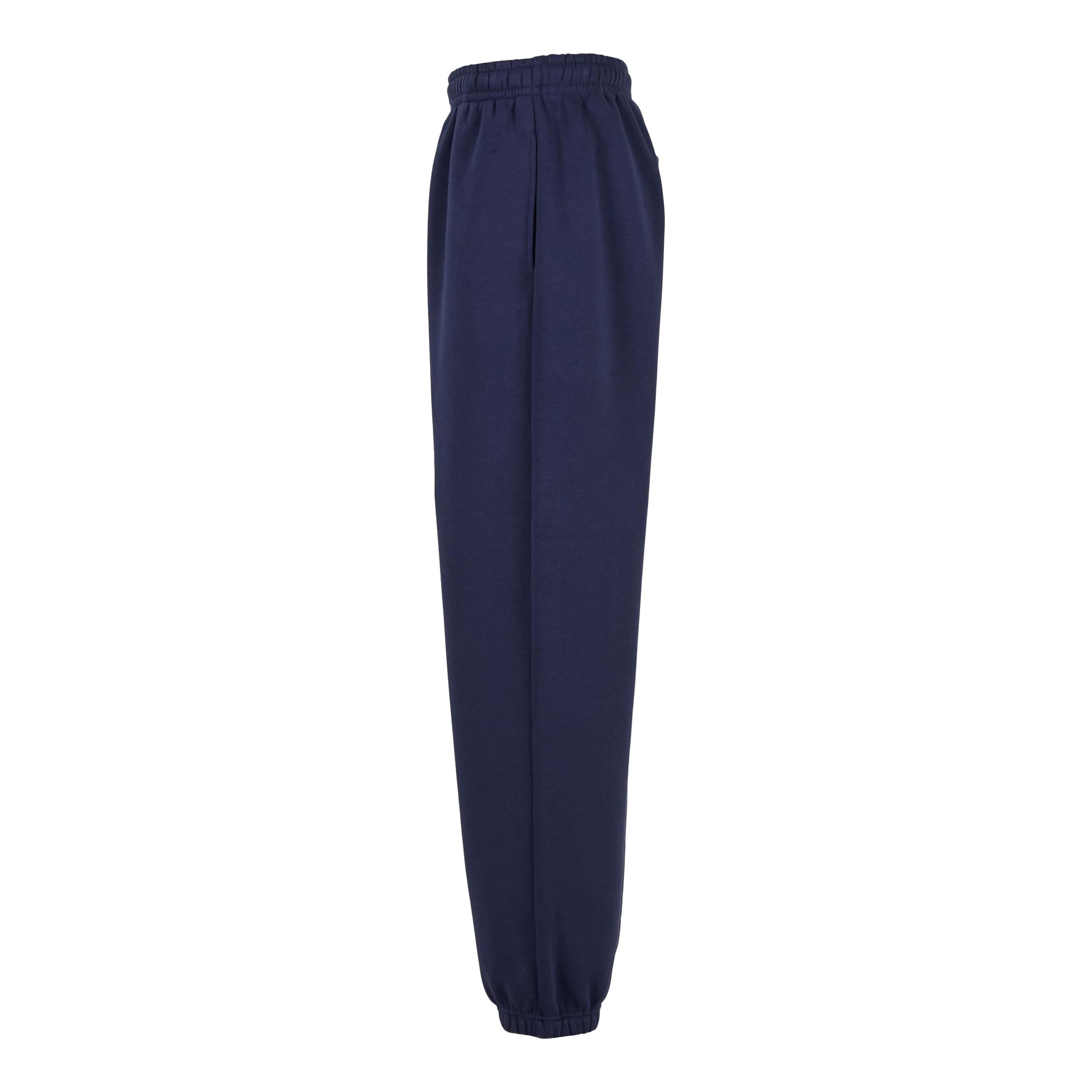 Navy - Side - Build Your Brand Mens Fluffy Jogging Bottoms