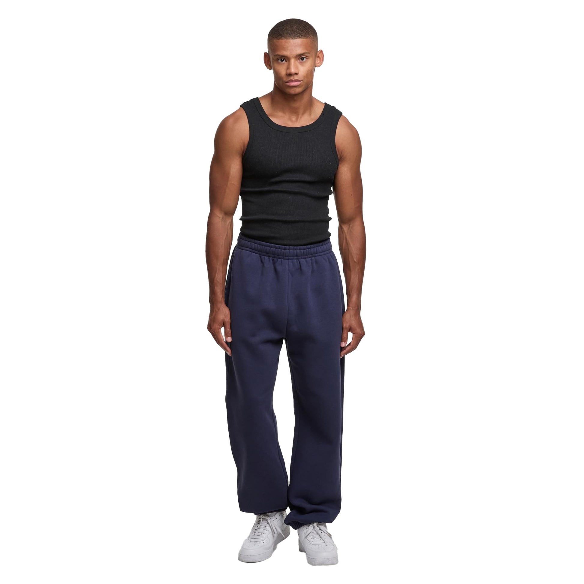 Navy - Lifestyle - Build Your Brand Mens Fluffy Jogging Bottoms