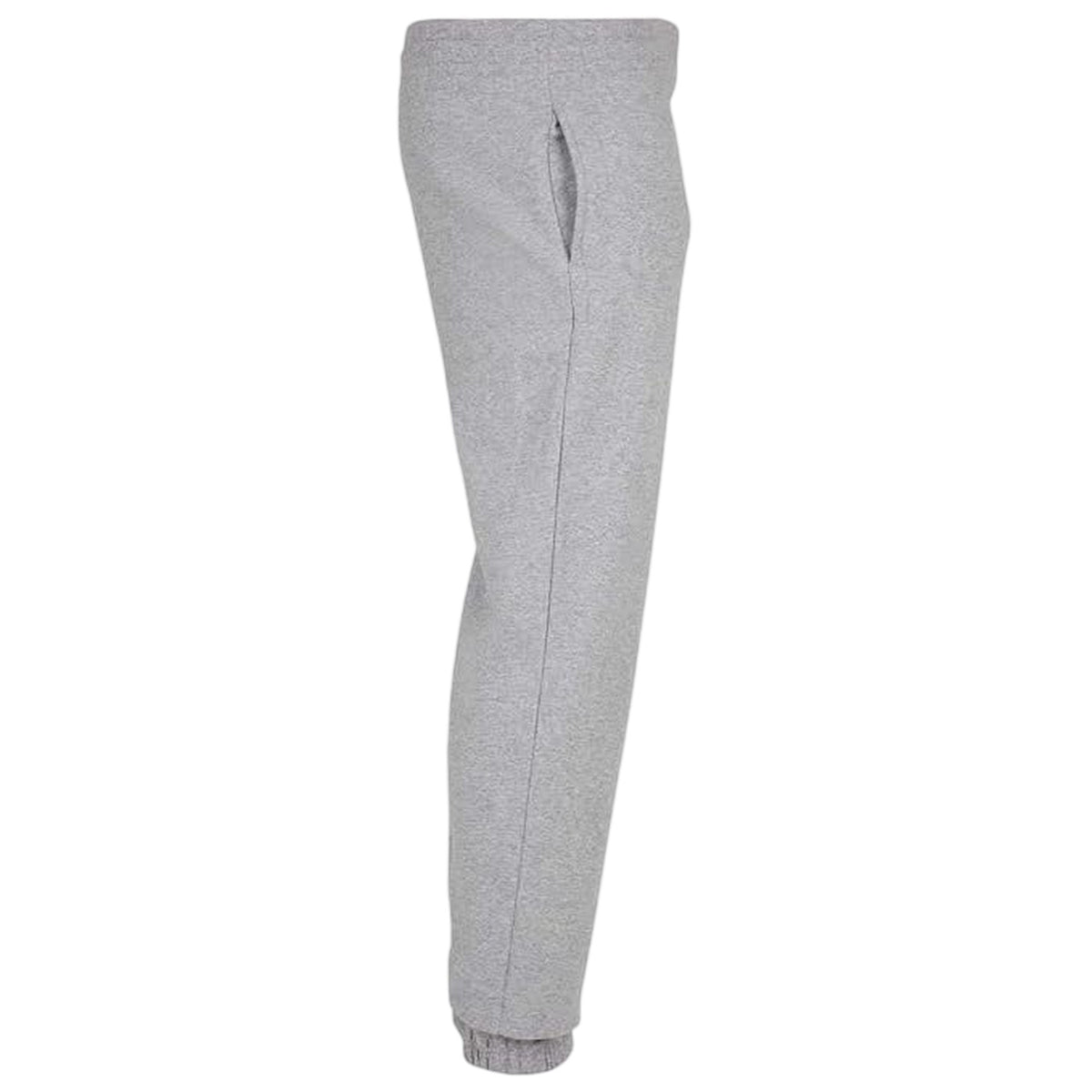 Heather Grey - Side - Build Your Brand Mens Fluffy Jogging Bottoms