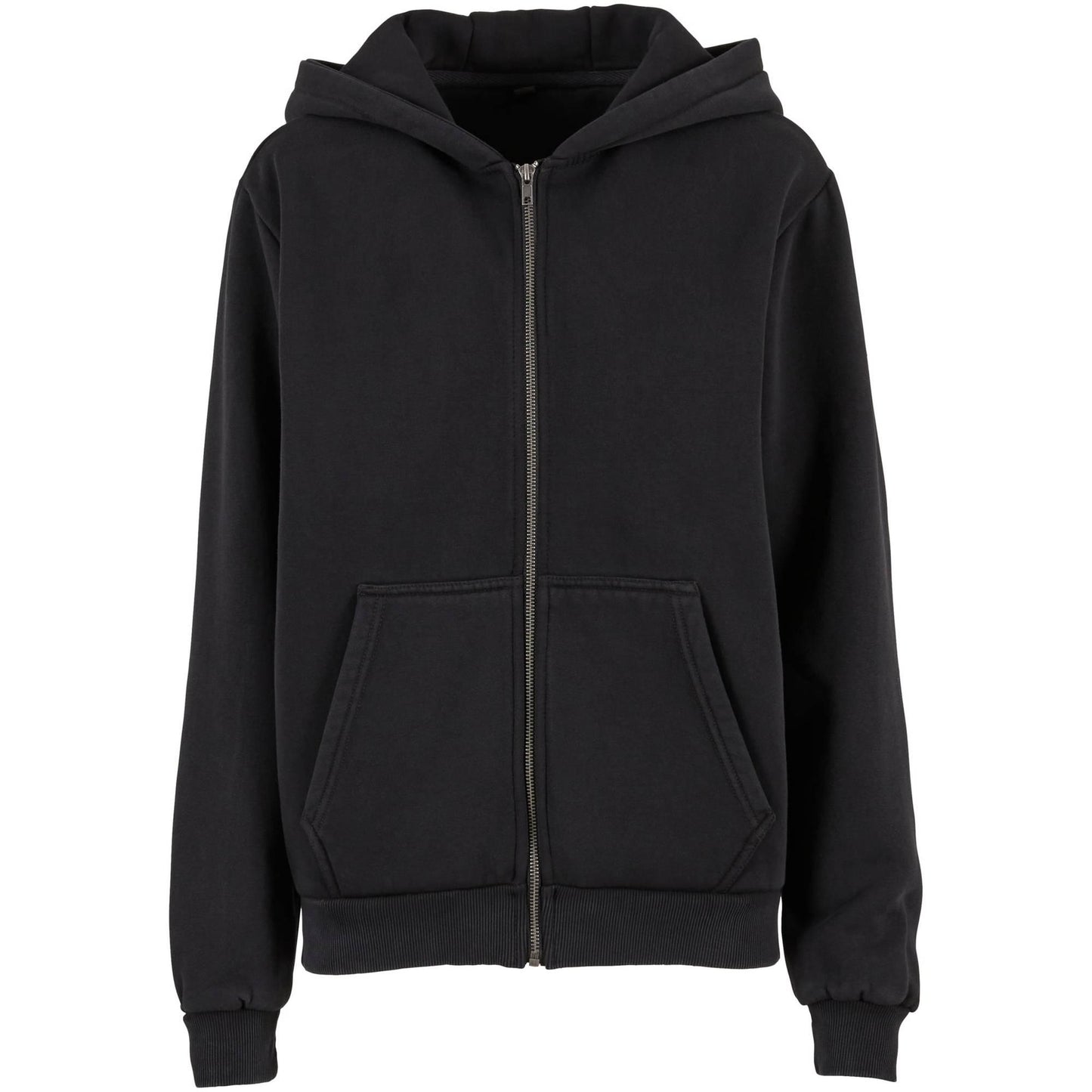 Black - Front - Build Your Brand Womens-Ladies Vintage Heavy Full Zip Hoodie